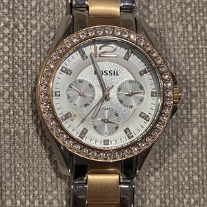 Fossil Women's Two-Tone Crystal Watch